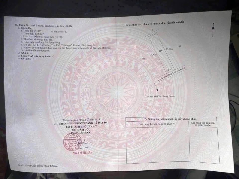 Đất thổ cư ấp 1, xã Hướng Thọ Phú, Tân An 125m² giá 490 triệu - Đầu tư sinh lời ngay!