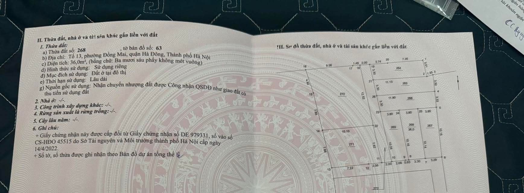 Đất thổ cư 36m² phường Đồng Mai, quận Hà Đông - Cơ hội đầu tư hấp dẫn!