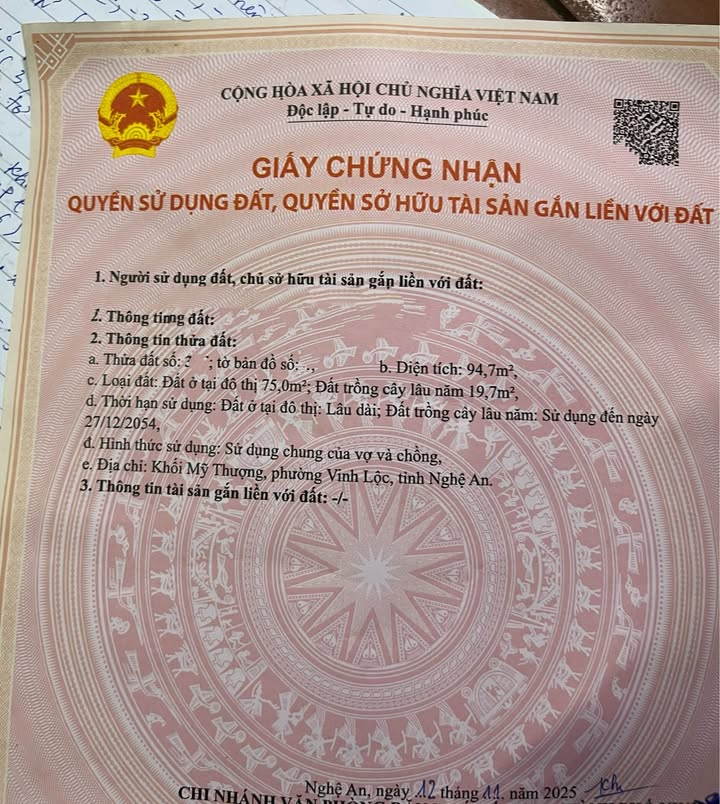 Đất nền Hưng Lộc Vinh 94.7m² giá 2.76 tỷ - Tiềm năng sinh lời cao!