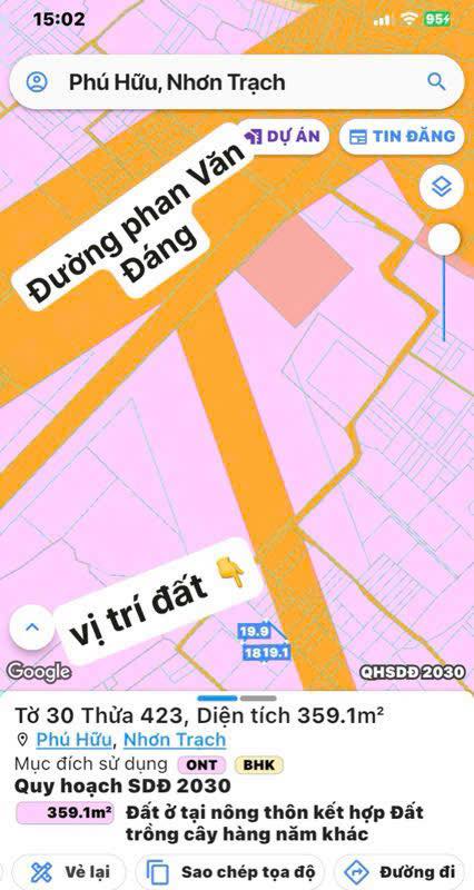 Đất nền Đại Phước, Nhơn Trạch 360m² giá 5.4 tỷ - Nằm gần TP Thủ Đức!