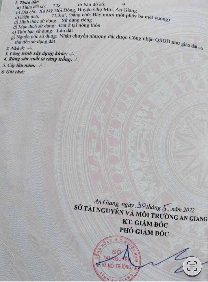 Đất thổ cư mặt tiền xã Mỹ Hội Đông 67m² giá 300 triệu - Cơ hội đầu tư sinh lời!