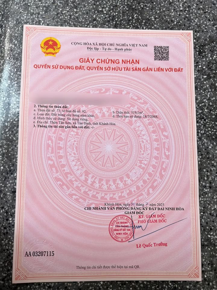 Đất vườn Tân Sơn, Ninh Hòa 500m² giá chỉ 139 triệu - Cơ hội đầu tư tuyệt vời!