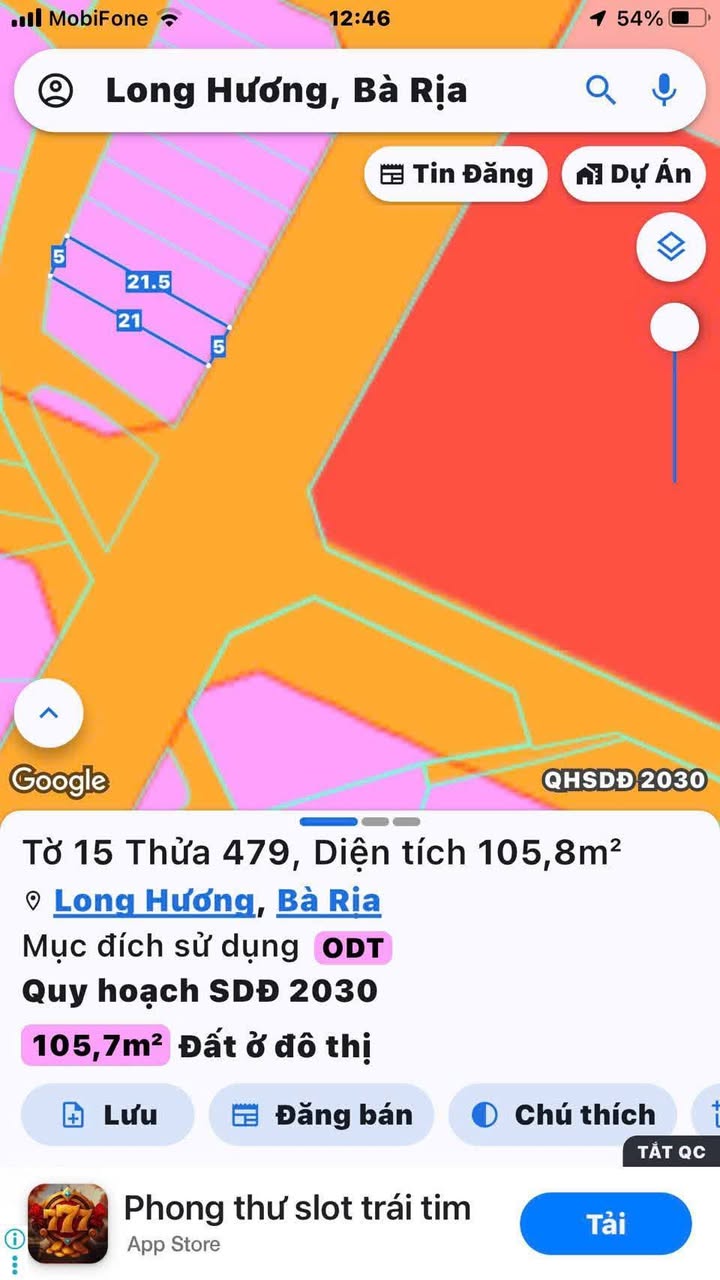 Bán lô đất 2 mặt tiền đường Nguyễn Cư Trinh, Long Hương 105m² - Full thổ cư, giá chỉ 3.2 tỷ!