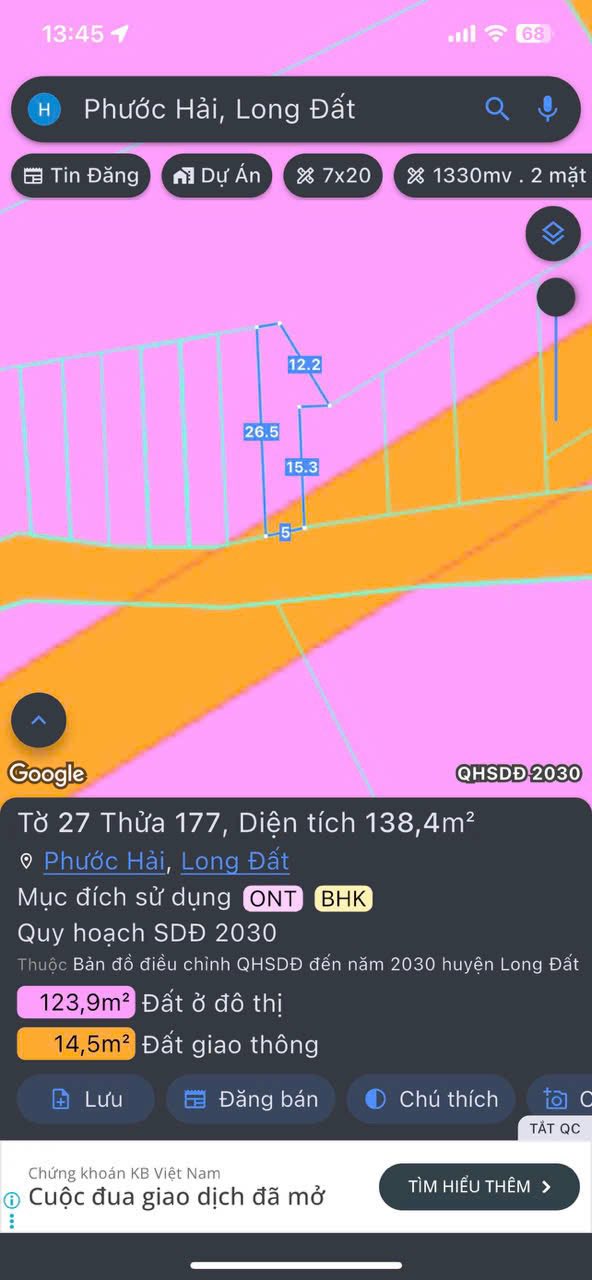 Đất nền liền kề Phước Hải, Bà Rịa - Vũng Tàu 138m² giá 1.1 tỷ - Đầu tư sinh lời ngay!