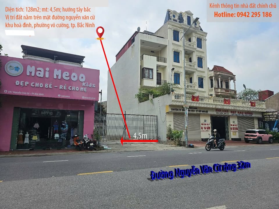 Đất mặt đường Nguyễn Văn Cừ Bắc Ninh 128m² giá 13 tỷ - Vị trí kinh doanh đắc địa!