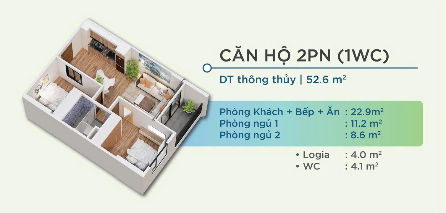 Căn hộ Yên Bình Complex Phổ Yên 52.8m² giá 1 tỷ - Sẵn sàng vào ở!