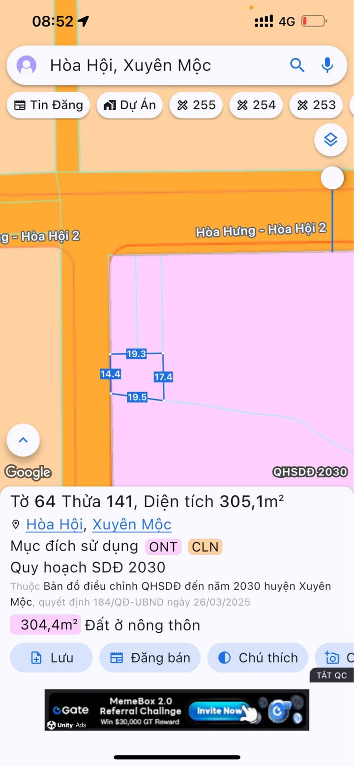 Đất nền Hòa Hội, Xuyên Mộc 2880m² chỉ 800 triệu - Cơ hội đầu tư sinh lời!