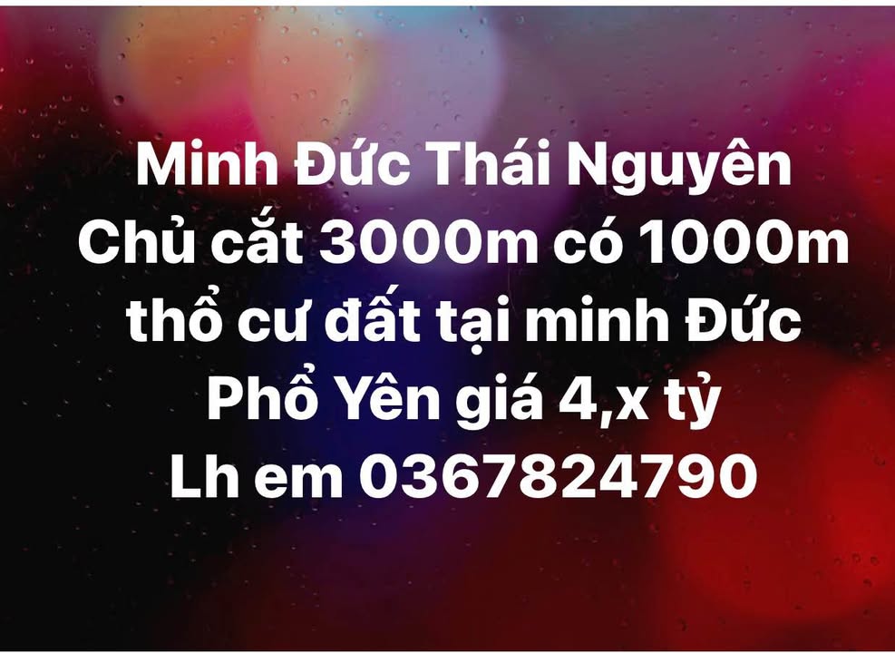 Đất thổ cư Minh Đức Phổ Yên 3000m² giá 4 tỷ - Cơ hội đầu tư sinh lời!