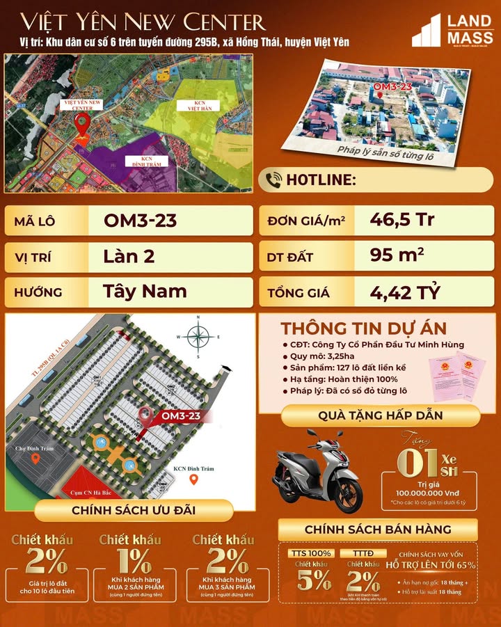 Đất nền 90m² KDT Việt Yên Newcentr - Quà tặng hấp dẫn trị giá 100 triệu!