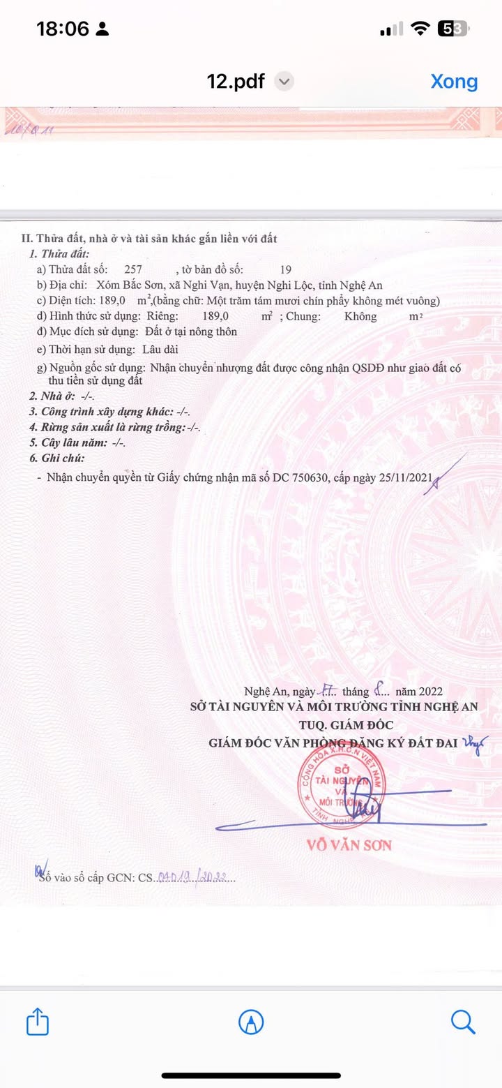 Đất nền Nghi Vạn 189m² giá 1.6 tỷ - Tiềm năng tăng giá cao!