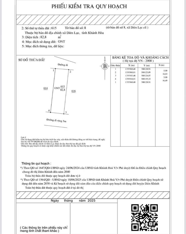 Đất nền Diên Lạc - Diên Khánh 82.8m² giá 639 triệu - Sổ đỏ chính chủ