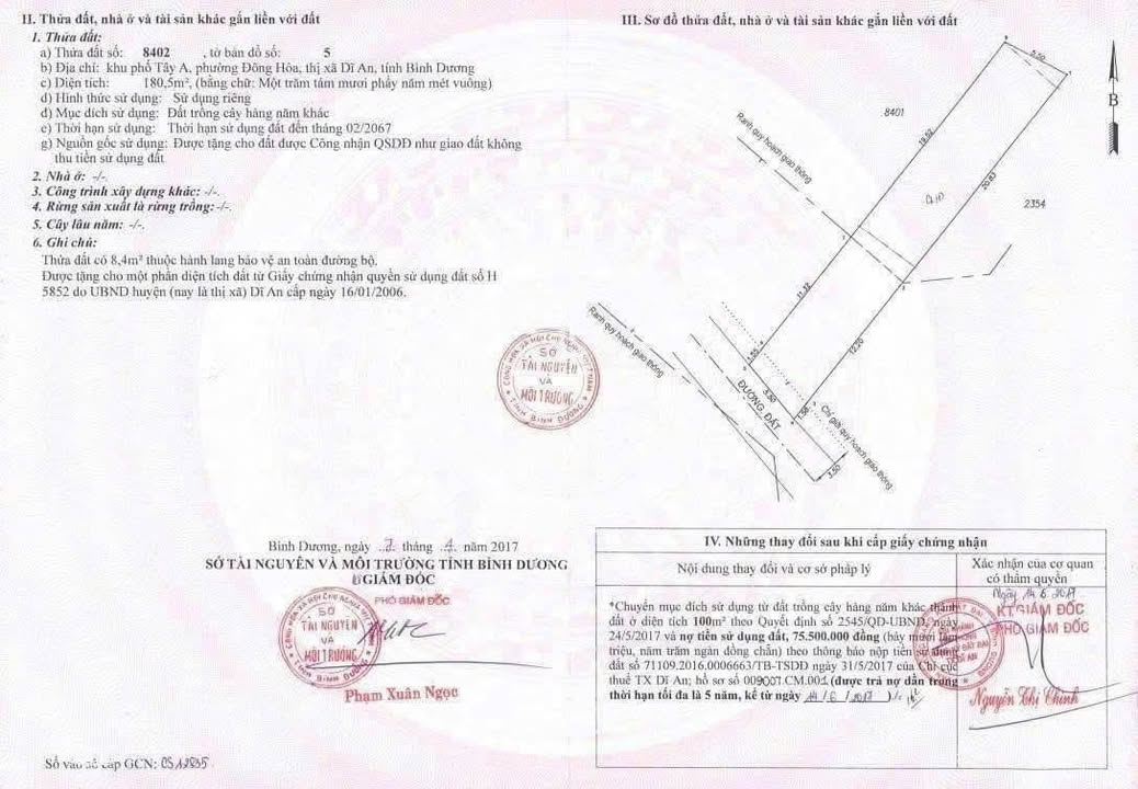 Đất thổ cư 180m² đường Trần Văn Ơn, Dĩ An - Giá chỉ 4.3 tỷ!