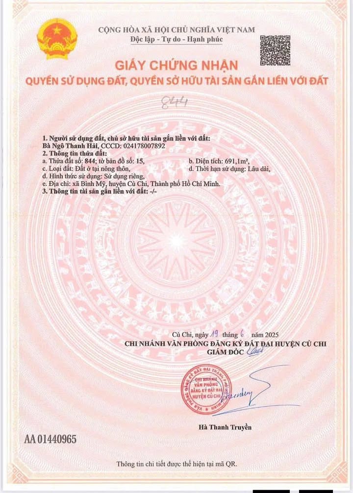 Đất thổ cư 700m² xã Bình Mỹ, Củ Chi chỉ 6 tỷ - Sổ hồng chính chủ!