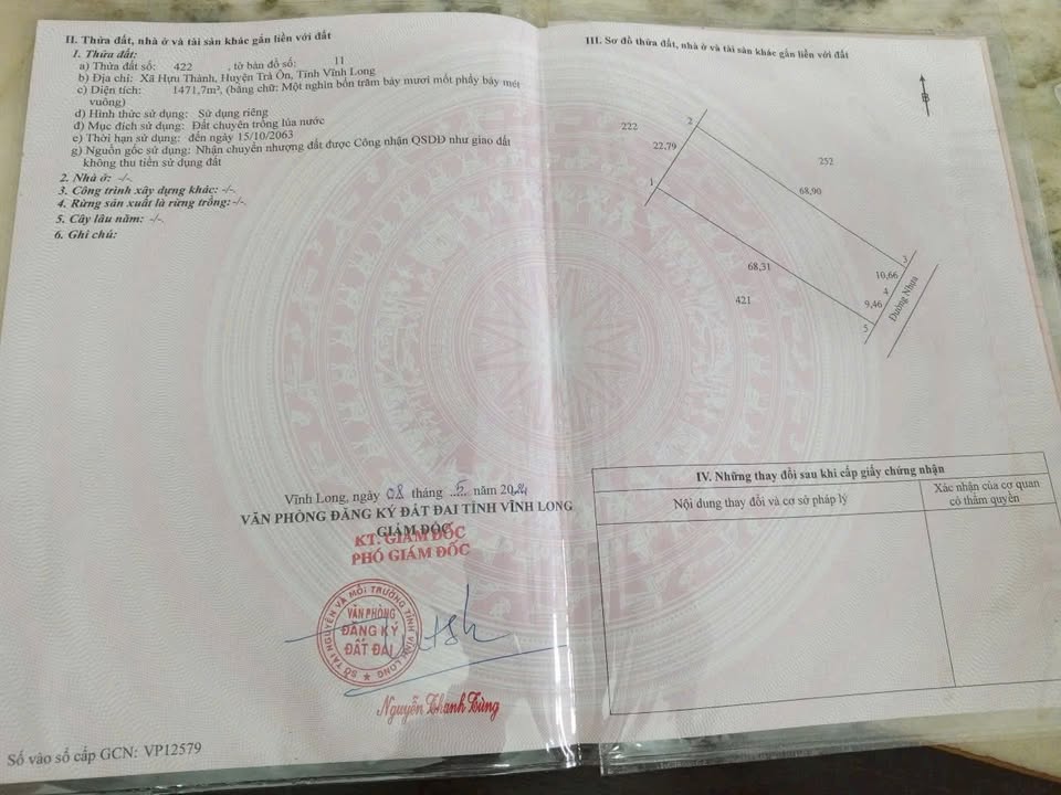 Đất nền Hựu Thành Trà Ôn 3.667m² giá 2.75 tỷ - Đầu tư tiềm năng sinh lời!