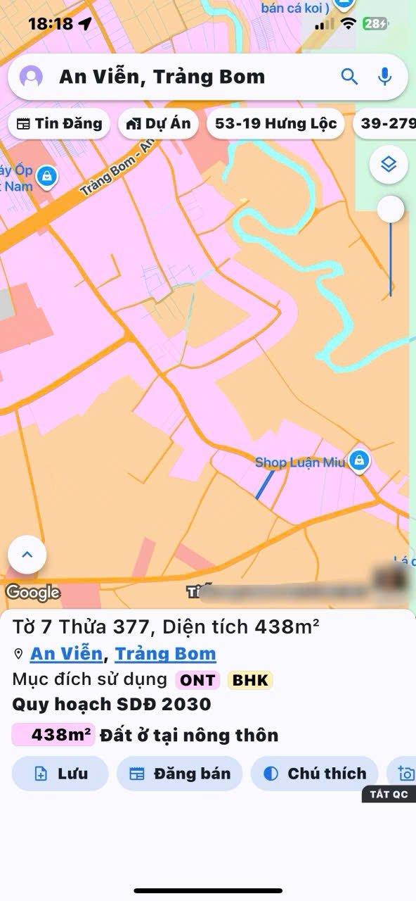 Đất nền An Viễn Trảng Bom 438m² giá 1.8 tỷ - Đầu tư sinh lời ngay!