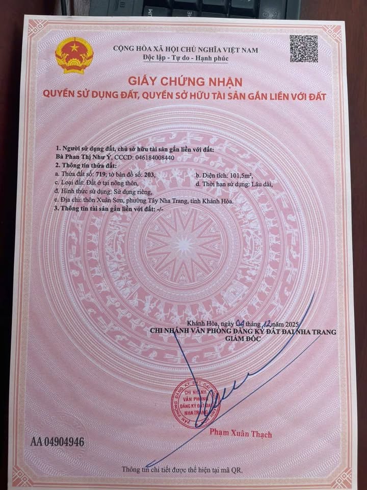 Đất nền Vĩnh Trung, Nha Trang 101.5m² giá 3.25 tỷ - Sổ hồng chính chủ!