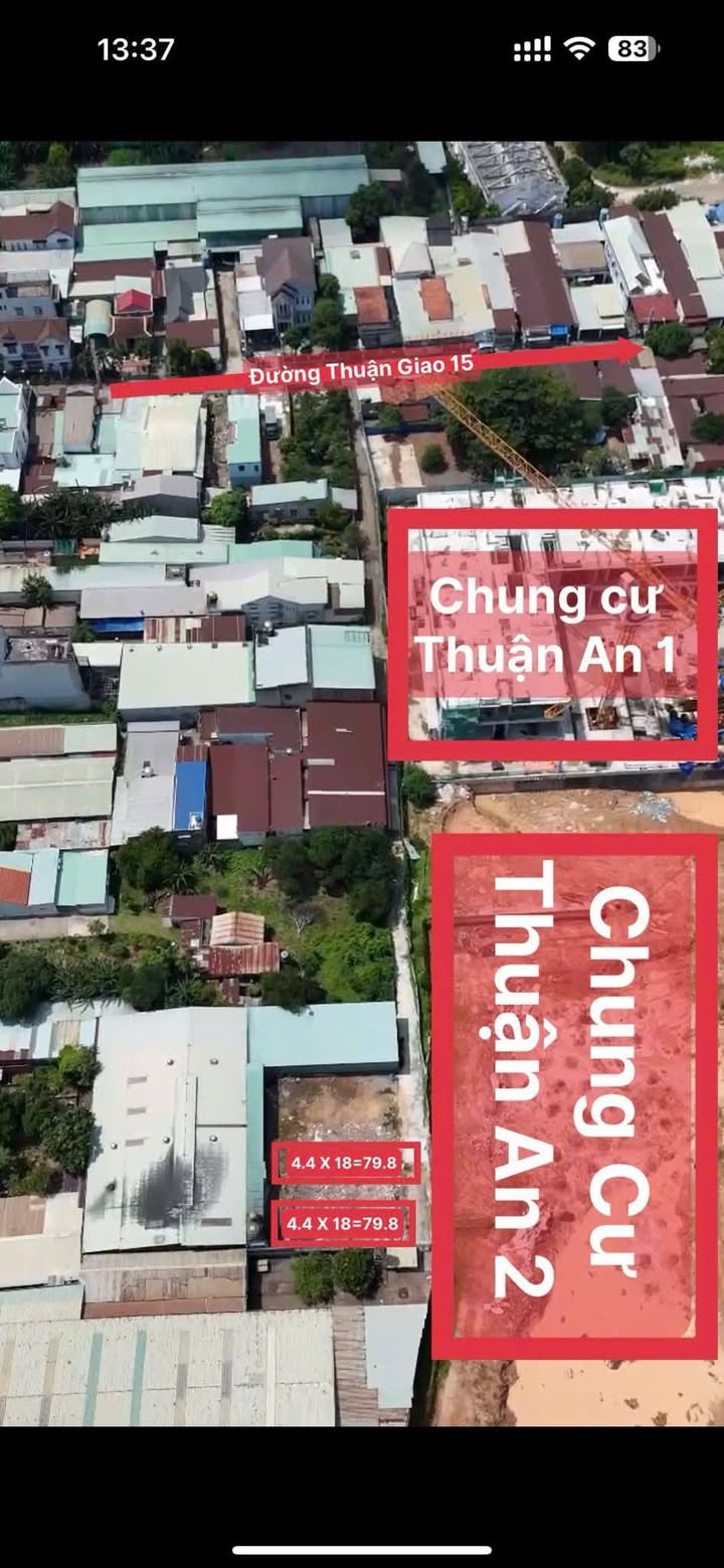 Đất thổ cư Thuận Giao 79m² giá 2.5 tỷ - Đối diện chung cư, thương lượng tốt!