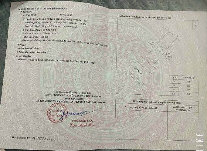 Đất nền Kim Tân Lào Cai 88m² giá 750 triệu - Cơ hội vàng cho nhà đầu tư!