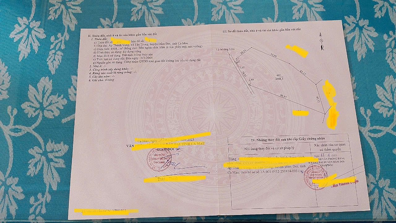 Đất nền 85000m² tại ấp Thành Vọng, Đầm Dơi - Giá chỉ 1.53 tỷ VND, sổ đỏ chính chủ!