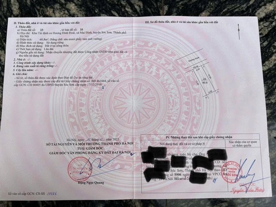 Đất nền Hương Đình, Mai Đình, Sóc Sơn 60.8m² giá 50 triệu - Đường rộng, dân cư đông đúc!