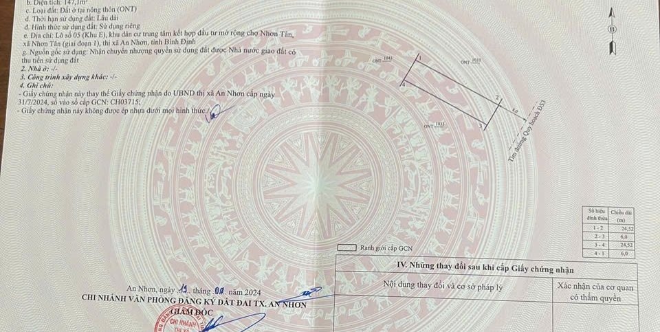 Đất nền Nhơn Tân - An Nhơn 147m² giá 800 triệu - Cơ hội đầu tư tốt!