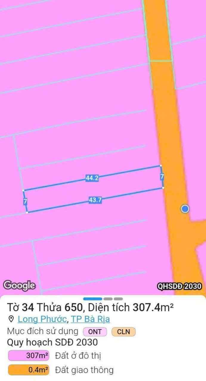 Đất nền góc 2 mặt tiền Hương Lộ 3, Long Phước, 307m² - Giá tốt đầu tư!