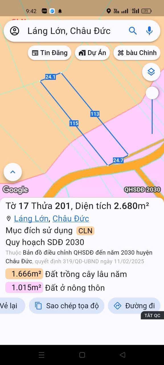 Đất Láng Lớn, Châu Đức 2700m² giá 2 tỷ - Cơ hội đầu tư hiếm có!