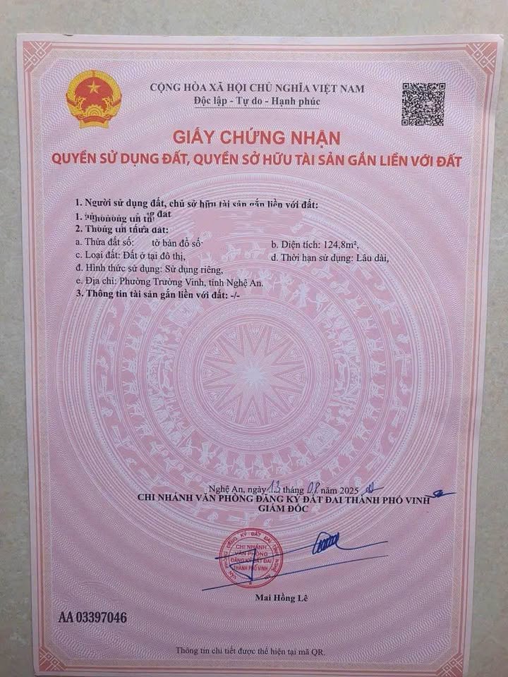 Đất mặt đường Yên Vinh, TP Vinh 124.8m² giá 10.3 tỷ - Vị trí trung tâm phát triển!