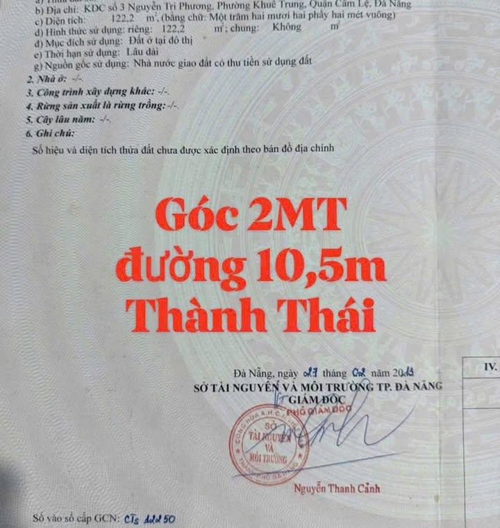 Đất nền góc Thành Thái và Nguyễn Nho Túy 122m² giá 12 tỷ - Sẵn sàng đầu tư!