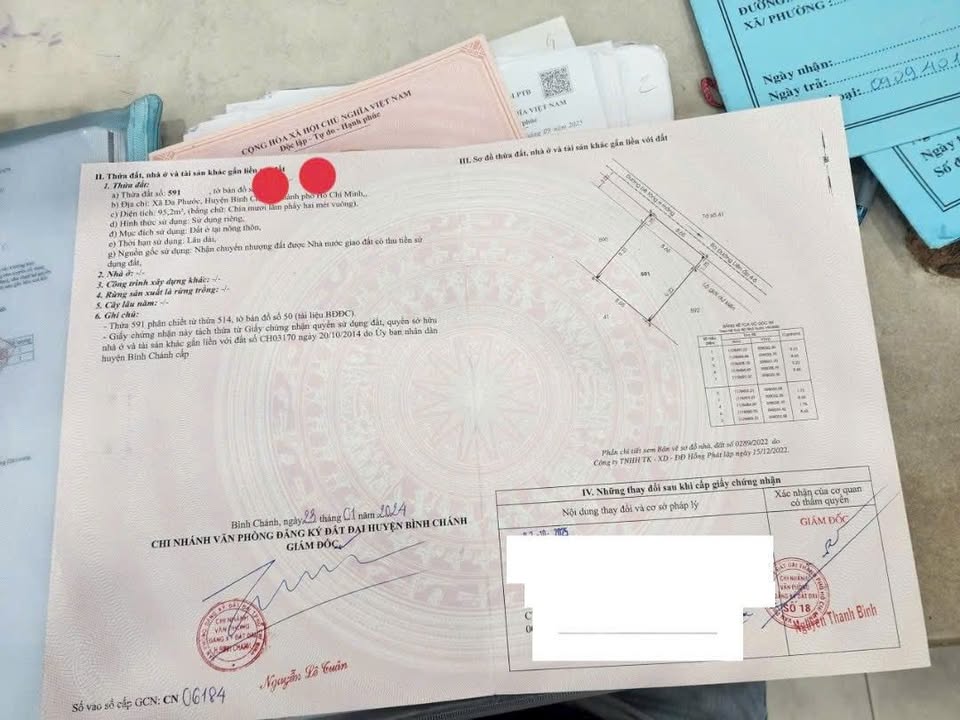 Đất thổ cư Hưng Long, Bình Chánh 95m² giá 1.9 tỷ - Đường xe hơi vào tận nơi!