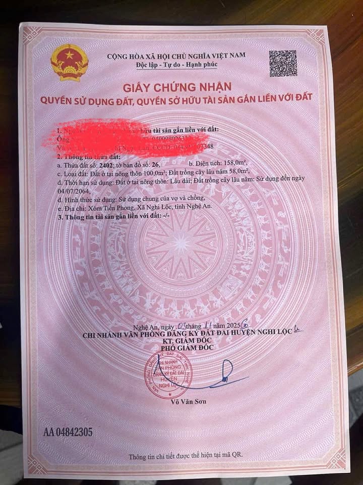 Đất Nghi Diên, Nghi Lộc 158m² giá chỉ 1 tỷ - Đường rộng ô tô tránh nhau thoải mái!