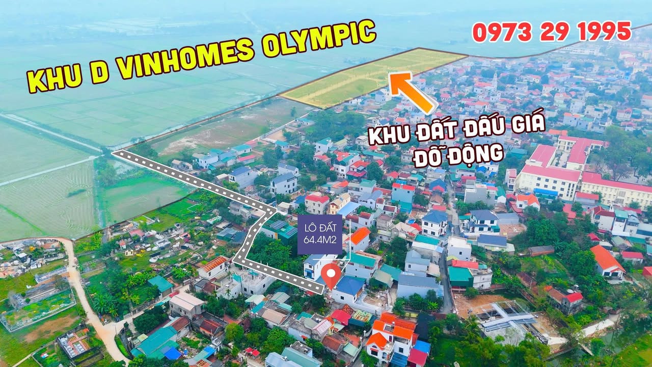 Đất nền 64,4m² khu D Vinhomes Olympic giá chỉ 6X triệu/m² - Cơ hội đầu tư tuyệt vời!