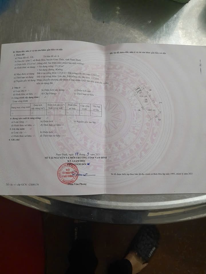 Đất thổ cư xóm 1, xã Bình Hòa 252m² - Cần bán gấp, giá thương lượng!