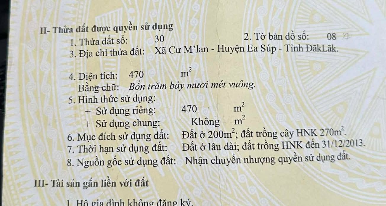 Nhà ở Cư M'Lan, Ea Súp 400m² giá 815 triệu - Gần trường học và tiện ích!