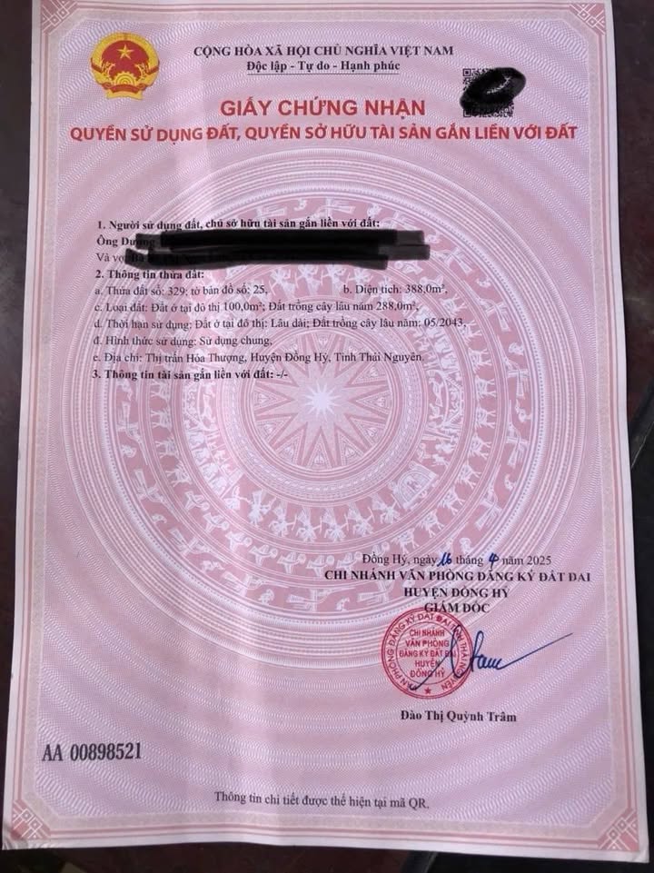 Đất thổ cư Hóa Thượng 388m² giá 2 tỷ - Nở hậu, mặt tiền 7m