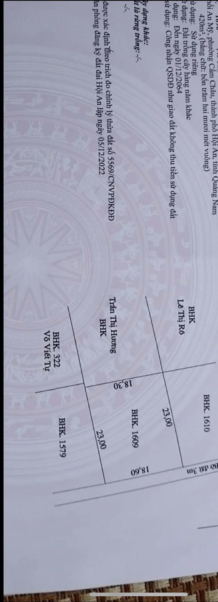 Đất An Mỹ, Cẩm Châu 420m² giá 1 tỷ - Cơ hội đầu tư hấp dẫn!