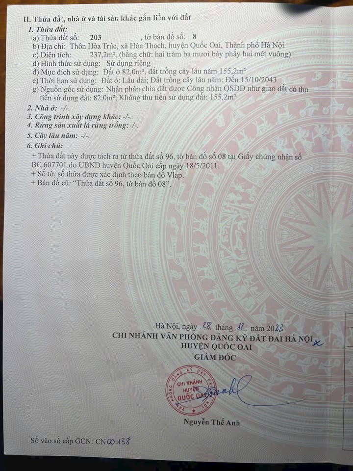 Đất nền Phú Cát, Quốc Oai 237m² giá 2.963 tỷ - Đầu tư sinh lời ngay!