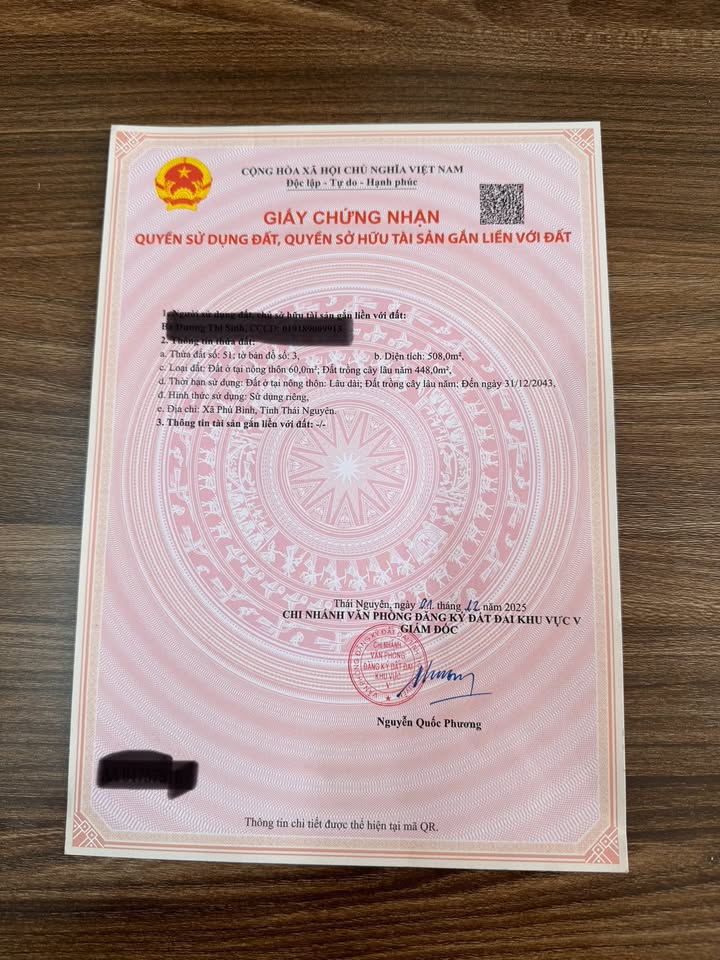 Đất thổ cư 60m² tại Quyết Tiến, Phú Bình 508m² - Giá hấp dẫn chỉ 700 triệu!