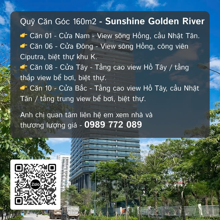 Căn hộ Sunshine Golden River Tây Hồ 160m² giá 17.5 tỷ - Thiết kế hiện đại, view sông Hồng