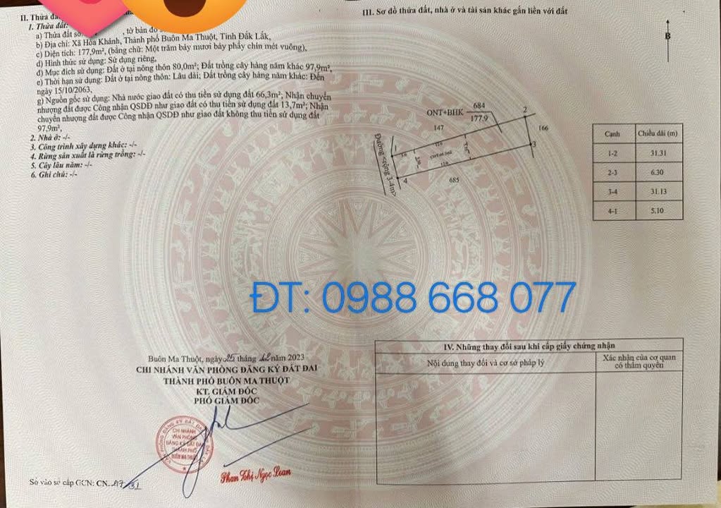 Đất nền Hòa Khánh Buôn Ma Thuột 80m² giá 899 triệu - Cơ hội đầu tư lý tưởng!