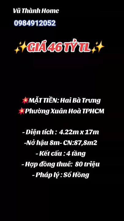 Bán nhà mặt tiền Hai Bà Trưng, Quận 3, 87.8m² giá 46 tỷ - Cơ hội đầu tư hiếm có!