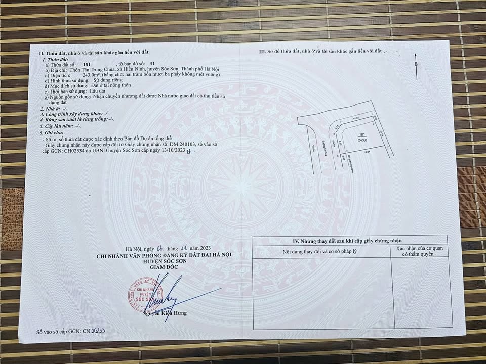 Đất nền Tân Trung Chùa, Hiền Ninh, Sóc Sơn 243m² - Giá chỉ 3 triệu/m², cơ hội đầu tư hiếm có!