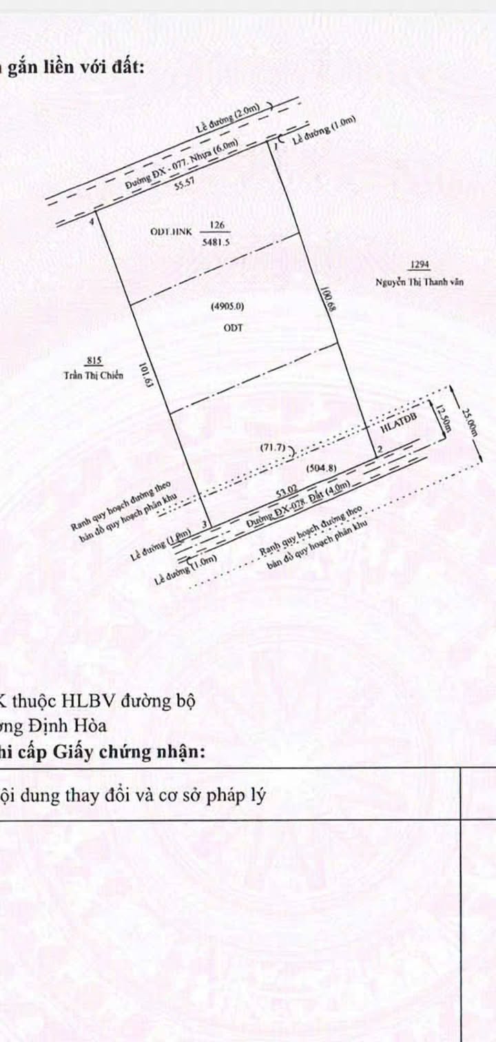 Đất 2 Mặt Tiền Định Hòa 5481.5m² - Cơ hội đầu tư tuyệt vời!