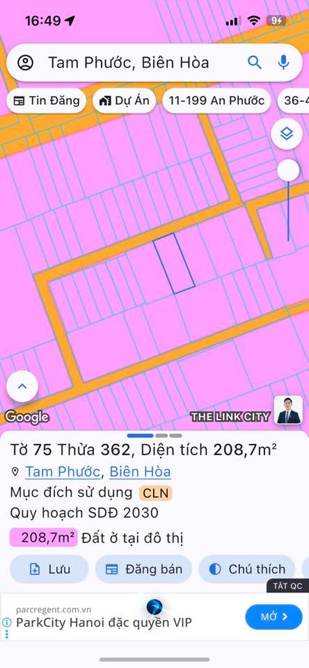 Đất nền Tam Phước Biên Hòa 207m² giá chỉ 1.1 tỷ - Cơ hội đầu tư tuyệt vời!