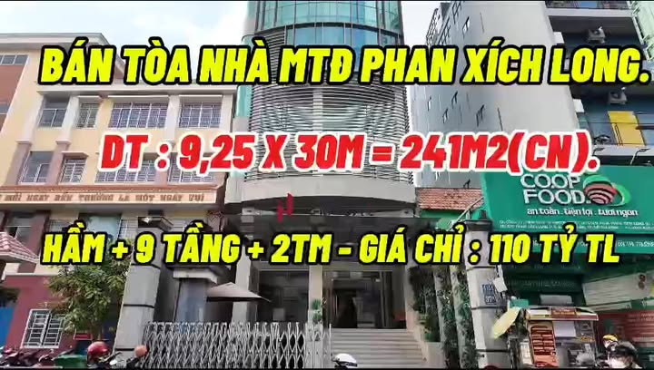 Bán tòa nhà mặt tiền đường Phan Xích Long, Phú Nhuận – Hầm + 7 tầng + 2 thang máy chỉ 110 tỷ!