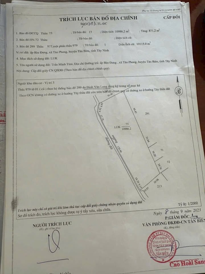 Đất nền Tân Phong, Tân Biên, Tây Ninh 10.000m² giá 700 triệu - Cơ hội đầu tư tuyệt vời!