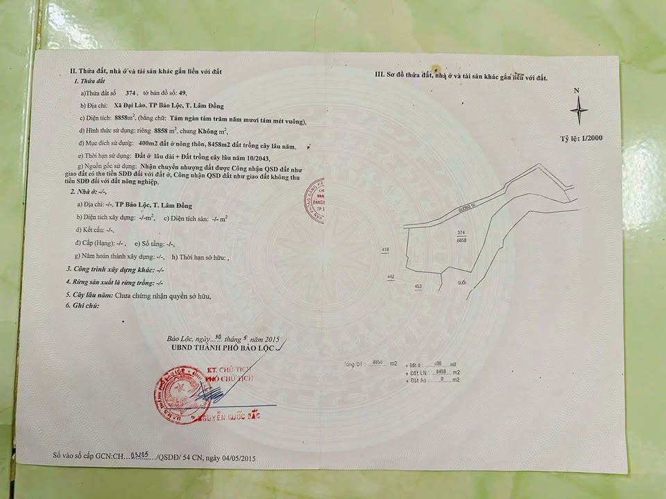 Đất thổ cư Thôn 5, xã Đại Lào, 88.000m² giá 4.2 tỷ - Cơ hội đầu tư tuyệt vời!