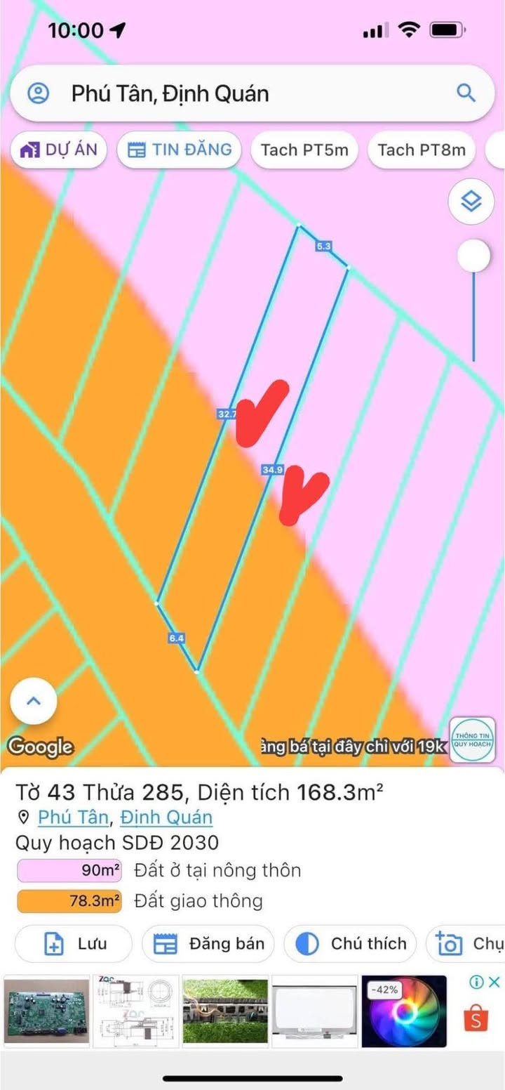 Đất thổ cư 180m² tại Ấp 1, Phú Tân, Định Quán - Cơ hội đầu tư tuyệt vời chỉ 380 triệu!