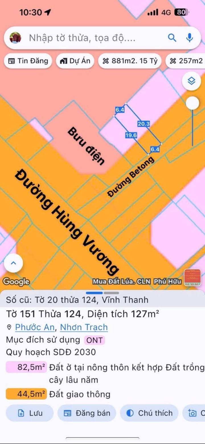 Đất thổ cư Vĩnh Thanh Nhơn Trạch 127m² giá 2.3 tỷ - Tiềm năng đầu tư lớn!