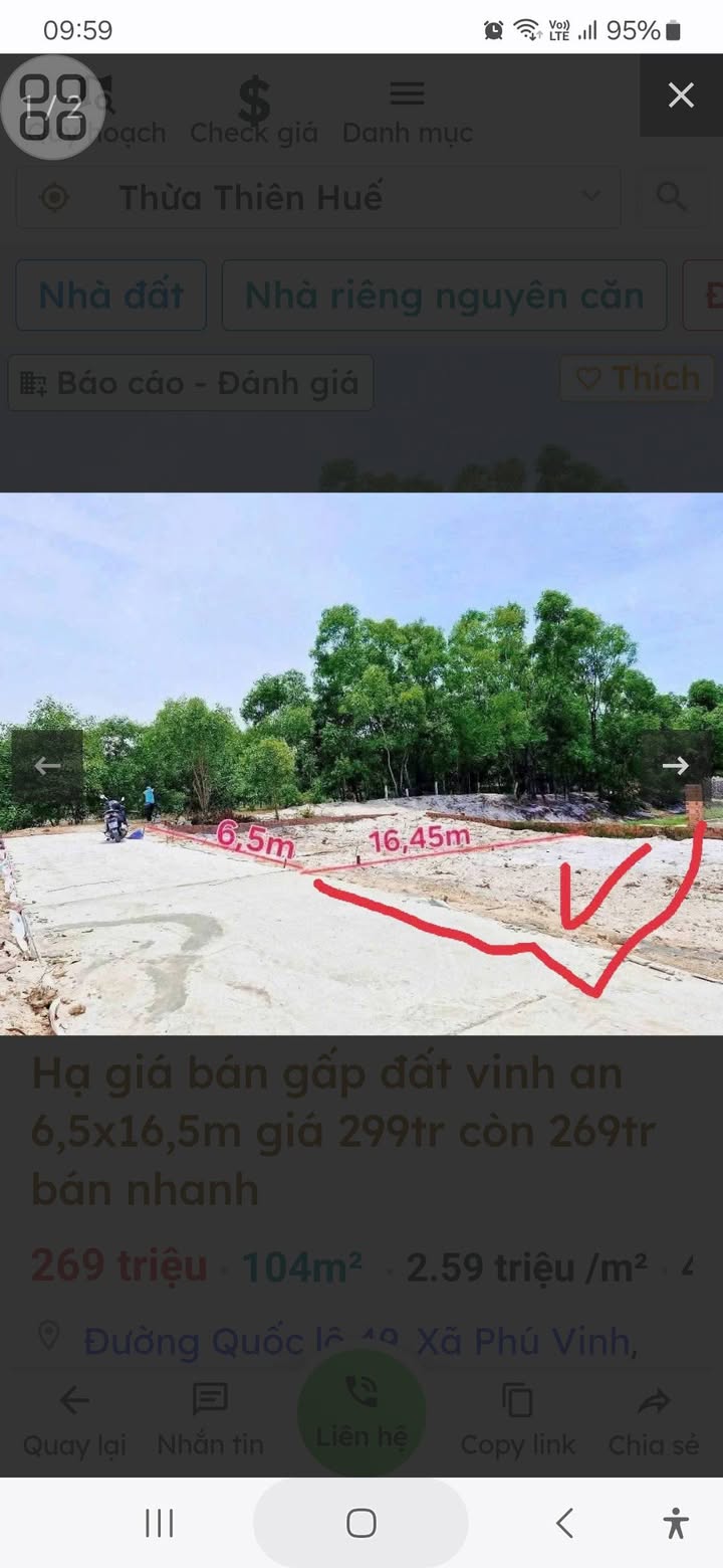 Đất nền Vinh An, Phú Vang 106m² giá 269 triệu - Bán gấp, pháp lý rõ ràng!